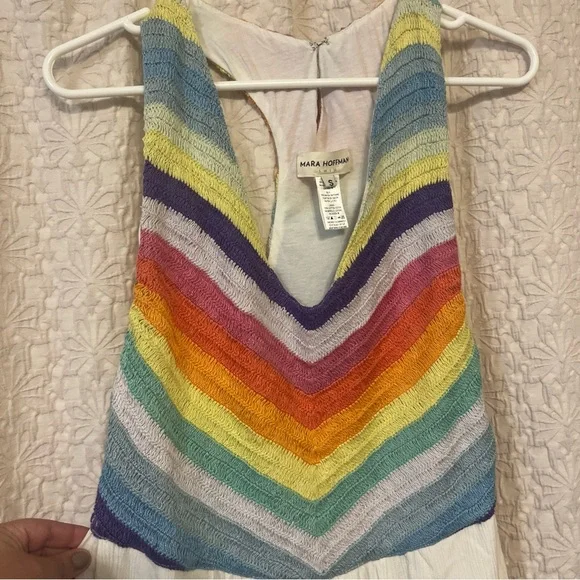 Mara Hoffman Cover Up Jumpsuit Revolve Prismatic Crochet White Boho Size S - Picture 4 of 8